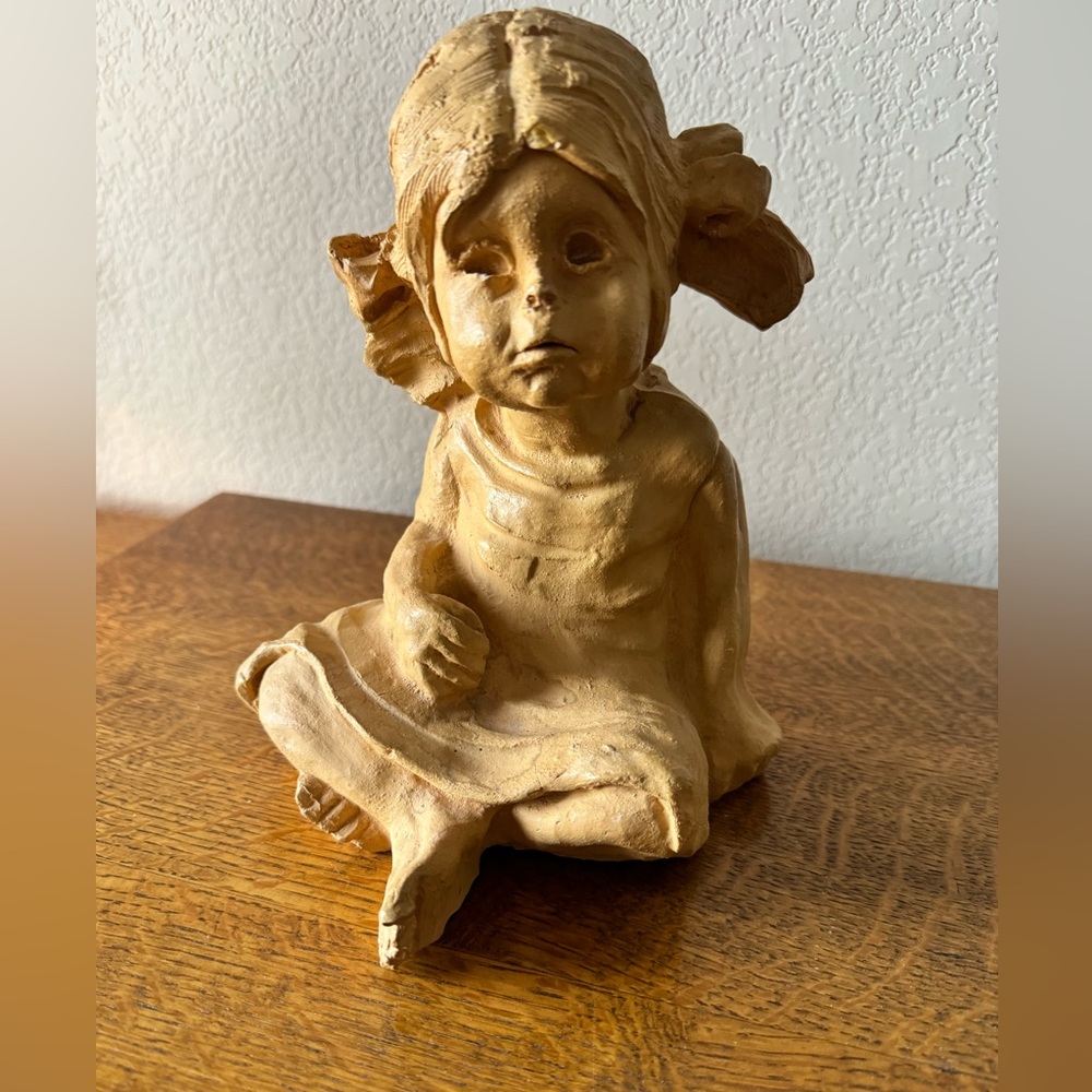 1970 Authentic Dave Grossman 8.5" Tall Original Clay Sculpture of Little Girl